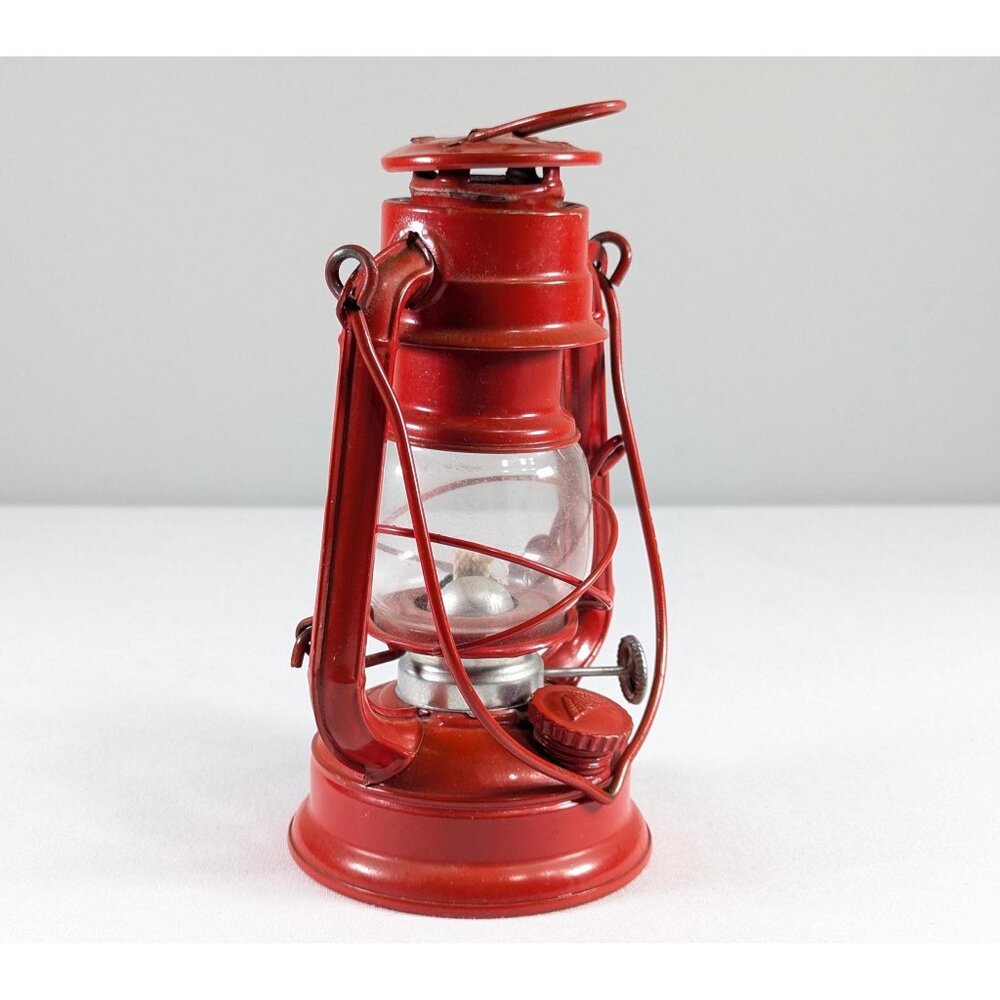 Vintage 7 1/4" Red Winged Wheel Lantern No. 350 Made In Japan, looks unused